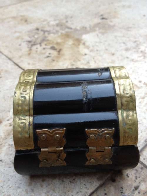 India Wood Brass Pirates TREASURE CHEST Jewelry Trinket Box