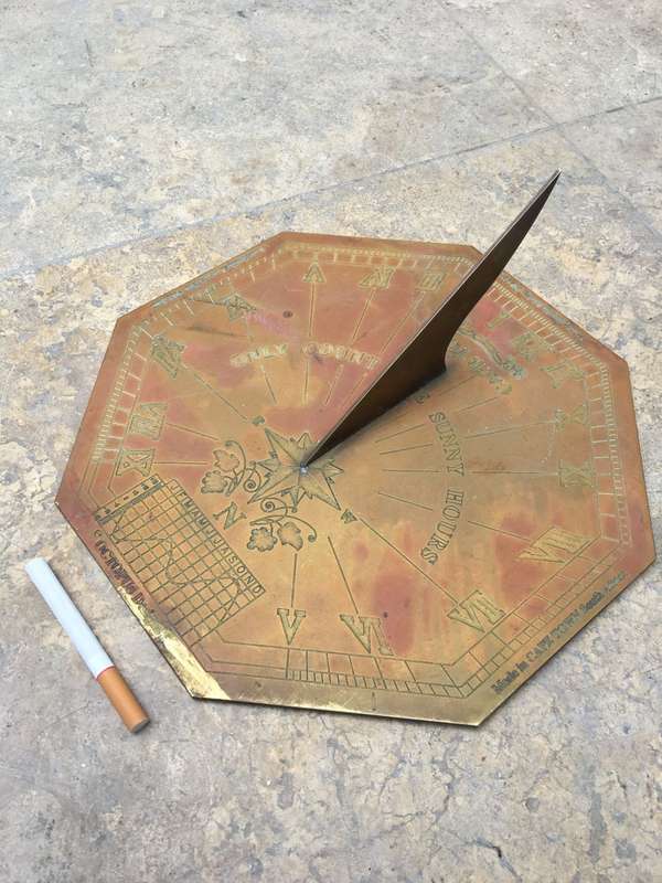 vintage Brass large Octagonal Garden Sundial , made in Cape Town