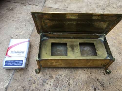 vintage brass double inkwell