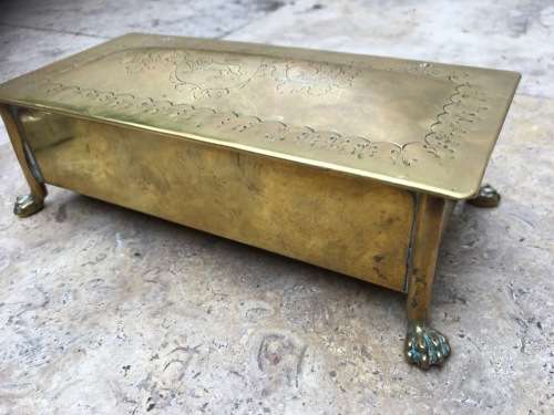 vintage brass double inkwell