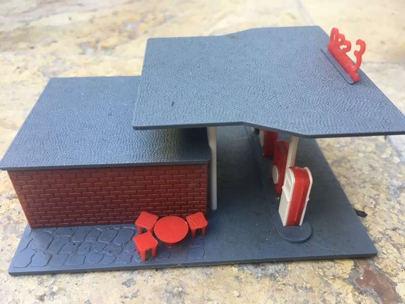 vintage train rail set esso service station building to scale PVC