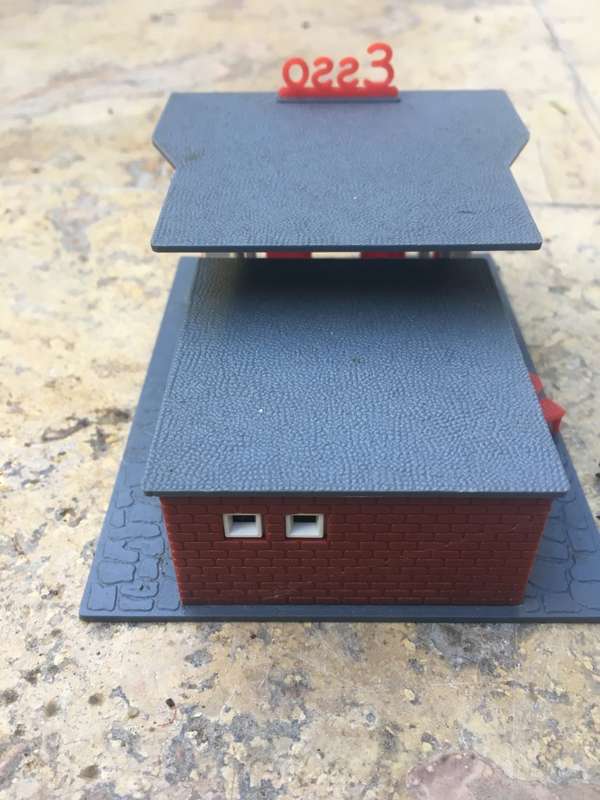 vintage train rail set esso service station building to scale PVC