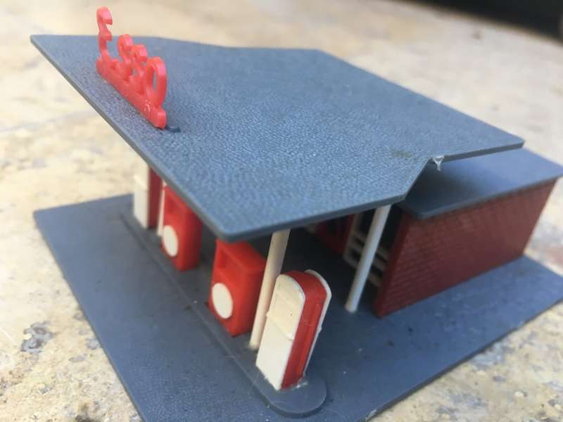 vintage train rail set esso service station building to scale PVC