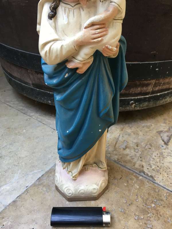 vintage sacred heart virgin Mary with Jesus statue figure