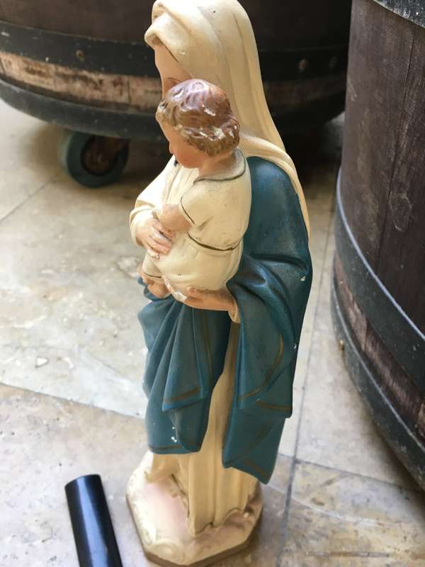 vintage sacred heart virgin Mary with Jesus statue figure