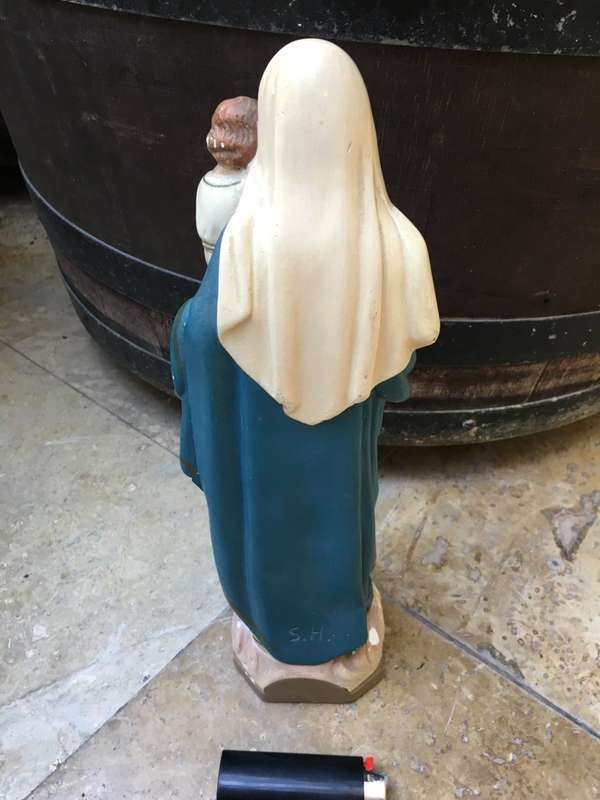 vintage sacred heart virgin Mary with Jesus statue figure
