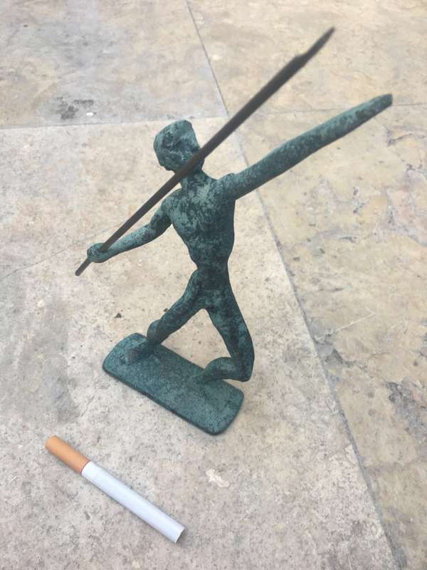 vintage bronze javelin Greek Greece statue Sculpture figure olympics