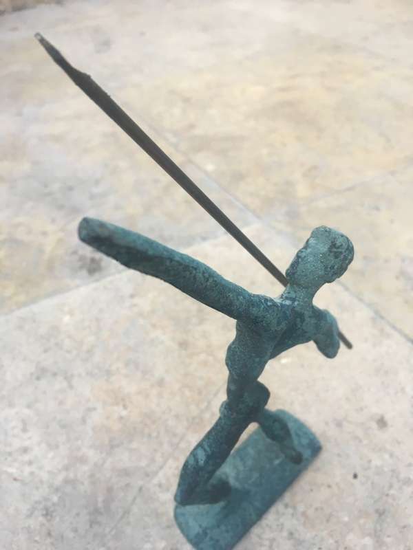 vintage bronze javelin Greek Greece statue Sculpture figure olympics