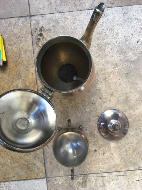 vintage Elweco silver plated tea pot teapot and sugar bowl sp on b