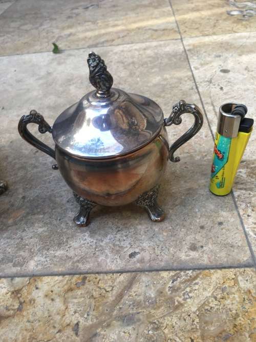 vintage Elweco silver plated tea pot teapot and sugar bowl sp on b