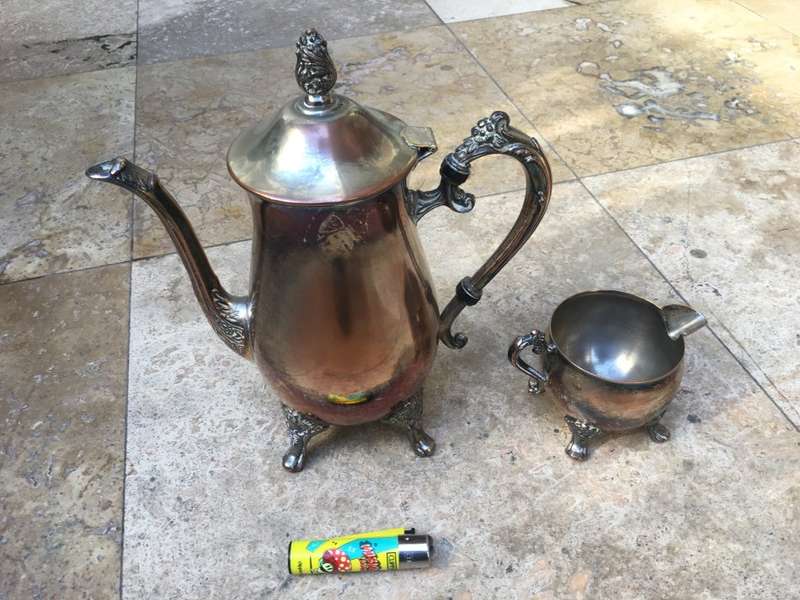 vintage Elweco silver plated tea pot teapot and milk jug sp on b lot