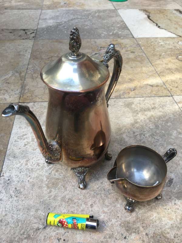 vintage Elweco silver plated tea pot teapot and milk jug sp on b lot