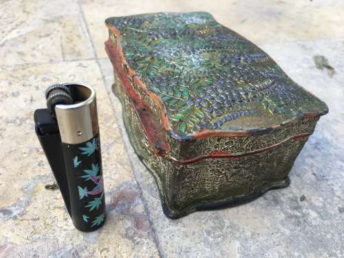 vintage ornate metal jewelery utility box , non magnetic