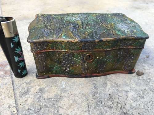 vintage ornate metal jewelery utility box , non magnetic