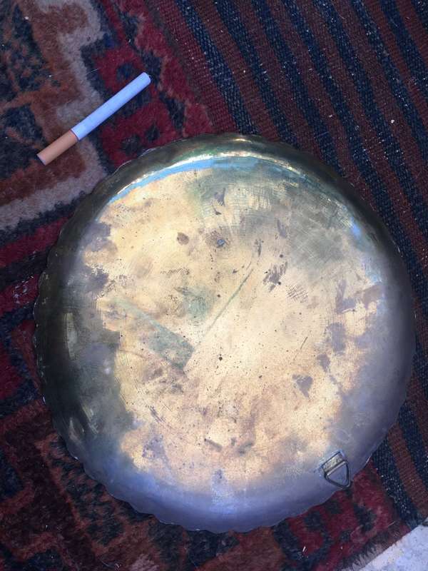 Old Collective Vintage Brass Peacock Enamel Plate Wall Showpiece