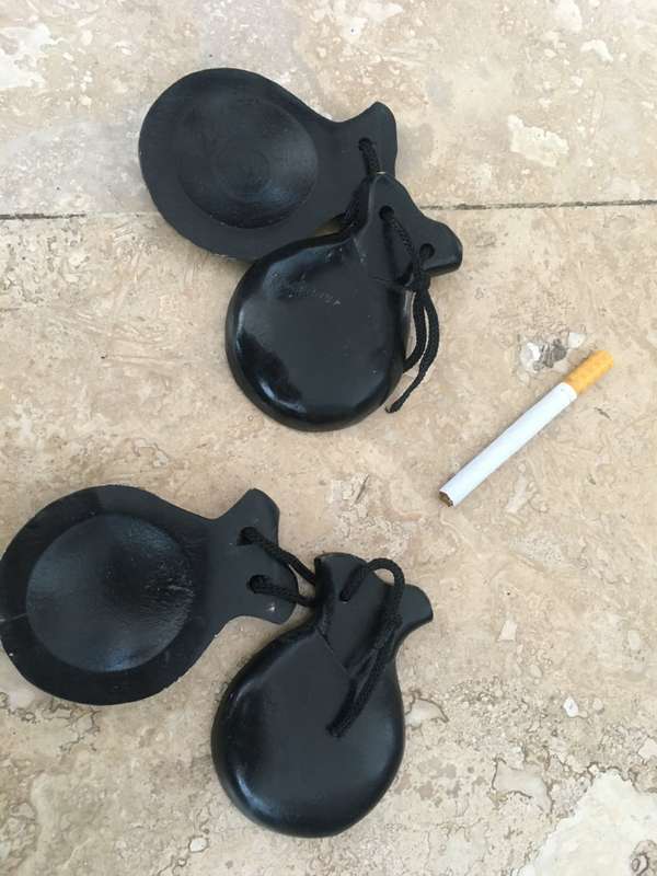 vintage pair of wooden castanets , castanet