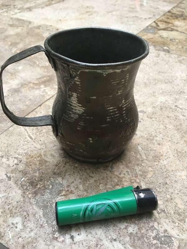 Vintage copper small jug , rustic