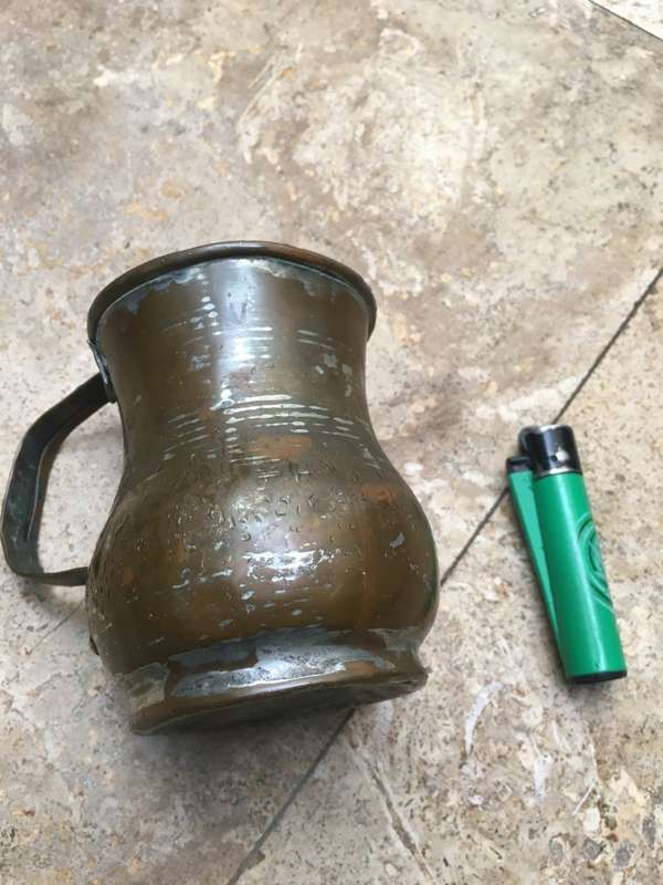 Vintage copper small jug , rustic