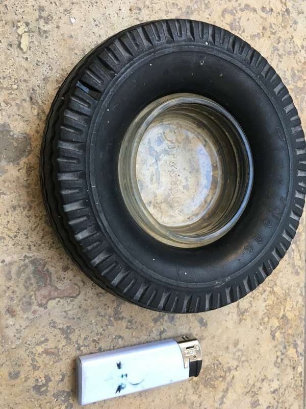 vintage firestone tyre ashtray, original Glass !