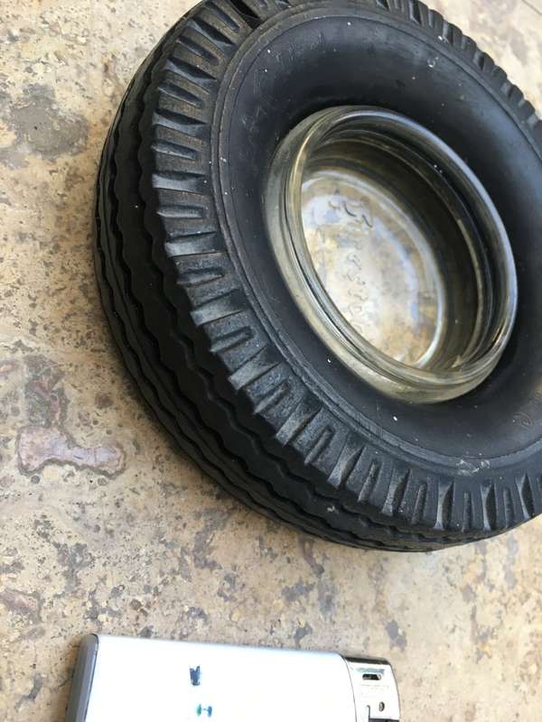 vintage firestone tyre ashtray, original Glass !