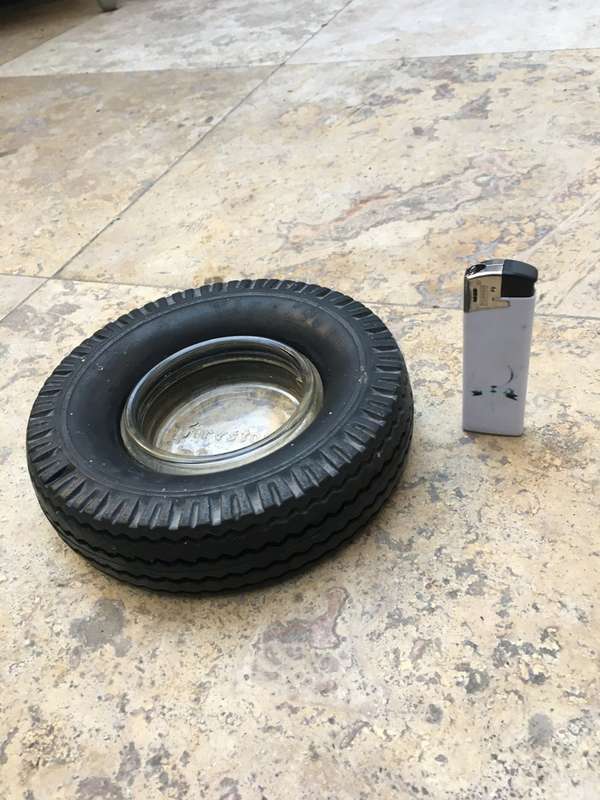 vintage firestone tyre ashtray, original Glass !