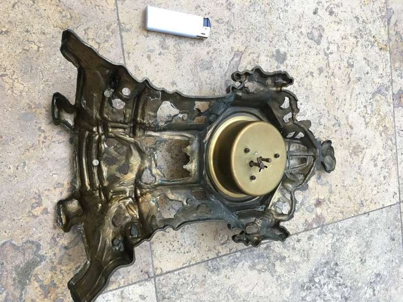 vintage  brass ornate mantle clock , clock needs tlc