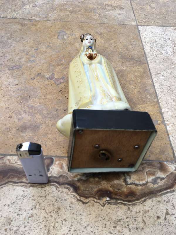 vintage virgin Mary wind up music statue figure , Glow in the dark