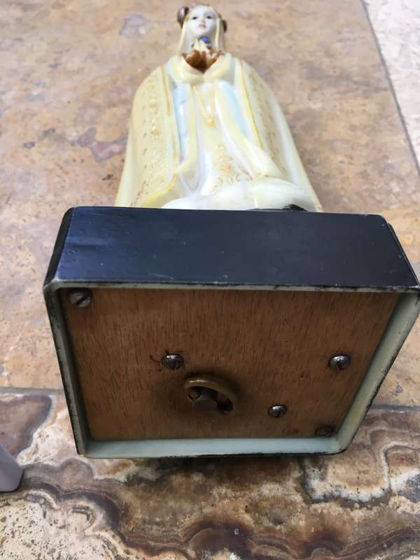 vintage virgin Mary wind up music statue figure , Glow in the dark