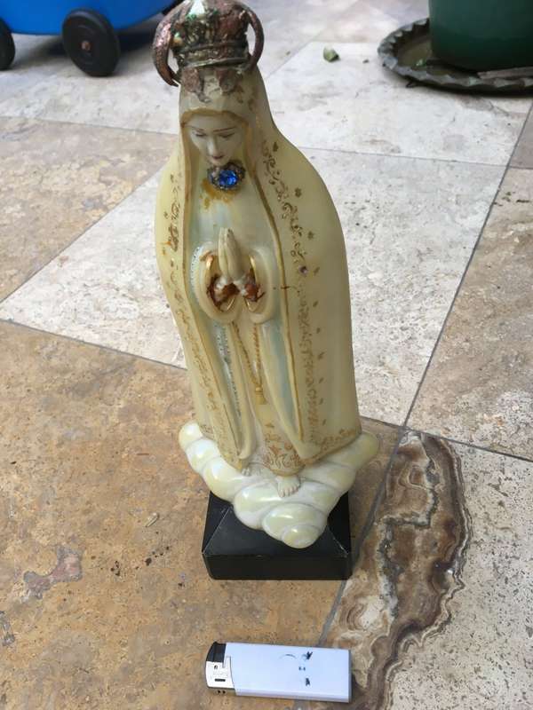 vintage virgin Mary wind up music statue figure , Glow in the dark