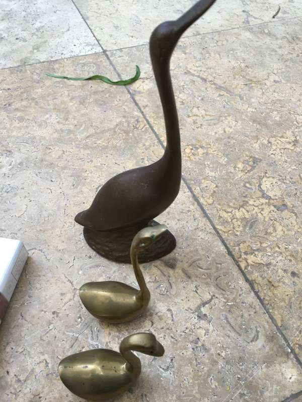 brass swan lot of three