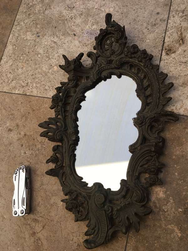 vintage brass ornate wall mirror