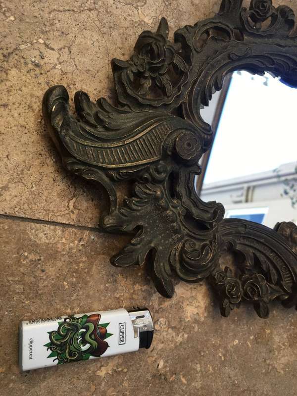 vintage brass ornate wall mirror