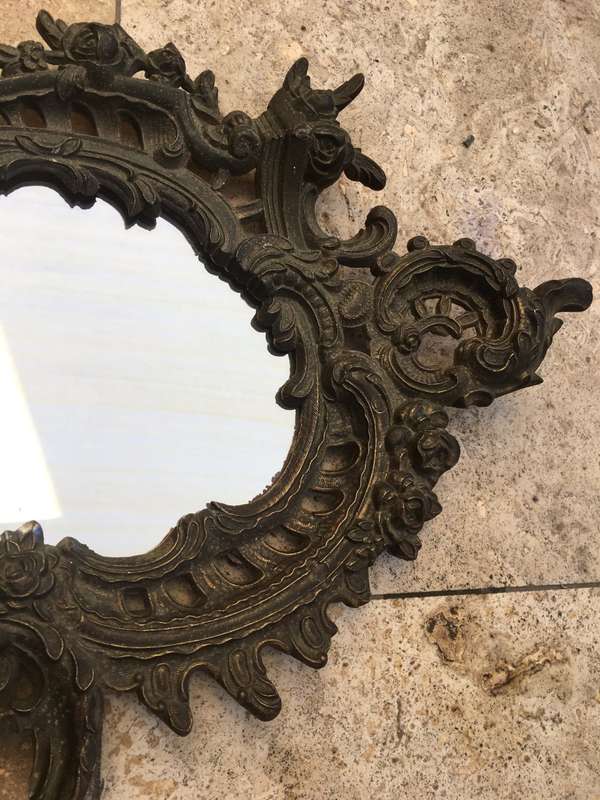 vintage brass ornate wall mirror