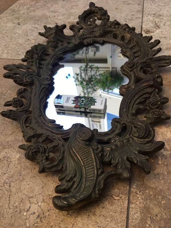 vintage brass ornate wall mirror