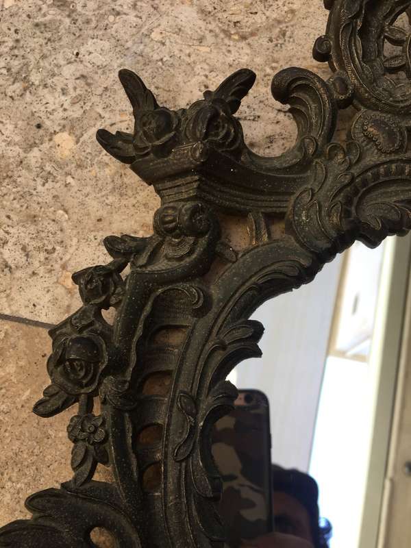 vintage brass ornate wall mirror