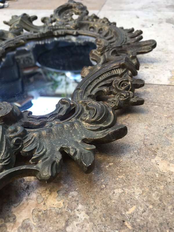 vintage brass ornate wall mirror