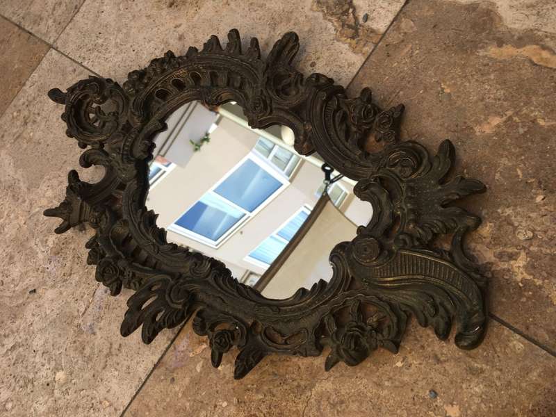 vintage brass ornate wall mirror