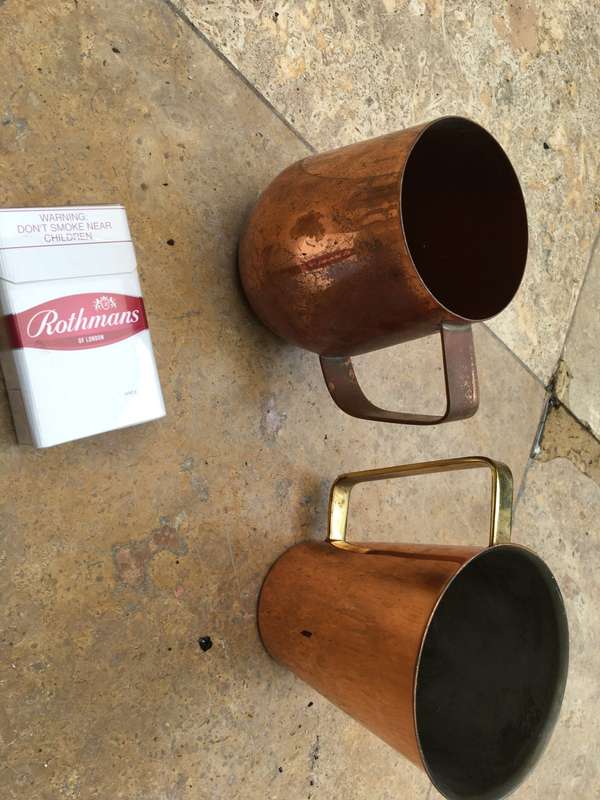 vintage pair of copper cups