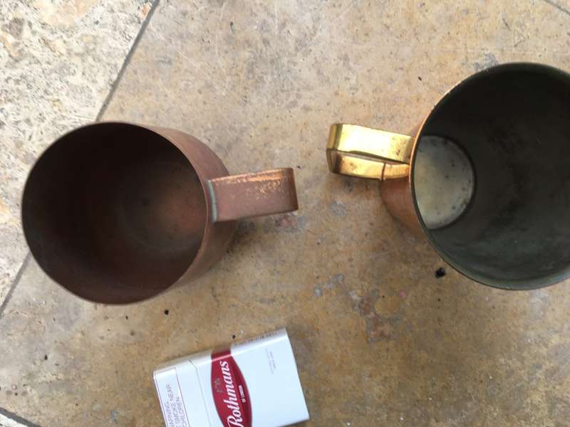 vintage pair of copper cups