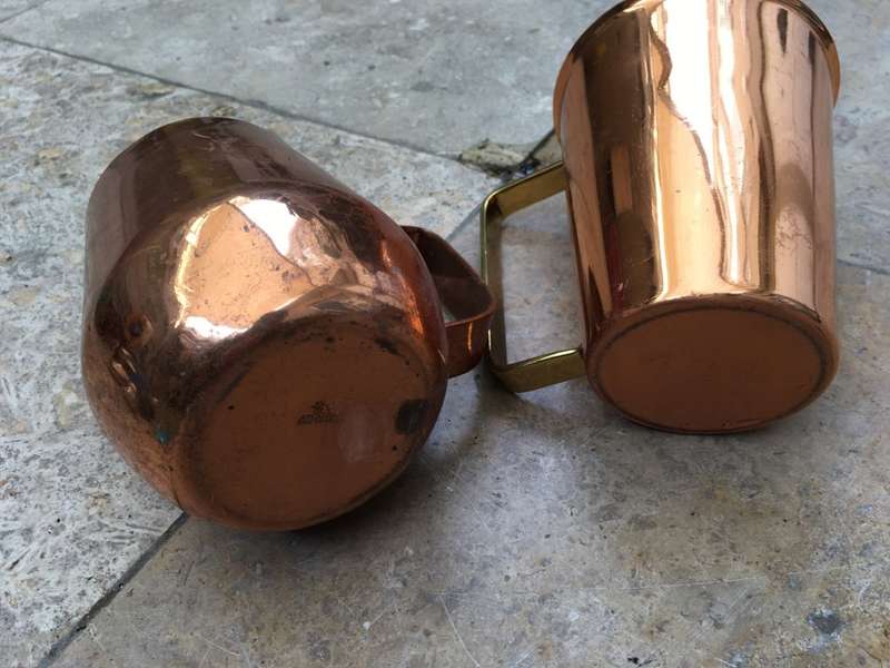 vintage pair of copper cups