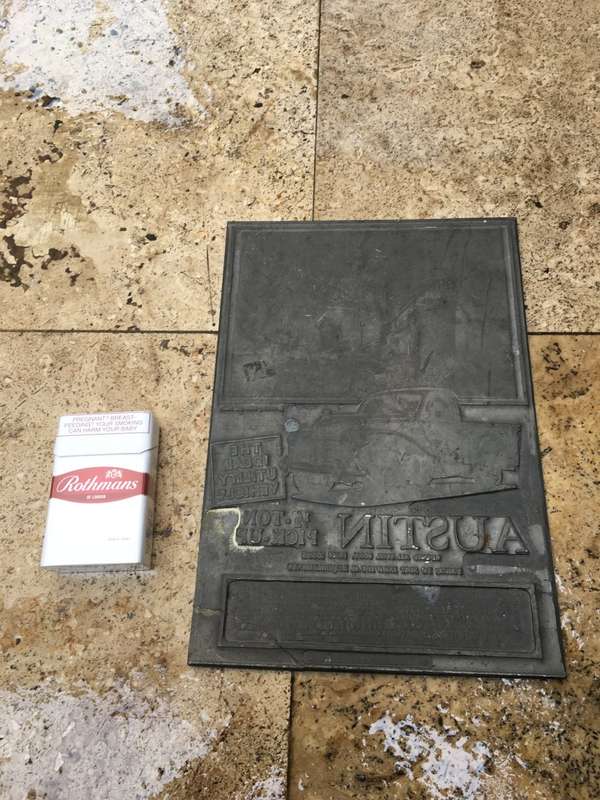 vintage lead printing plate ,advertising  Austin half ton pick up