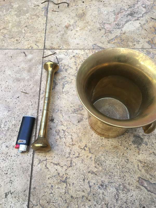 vintage heavy brass mortar and pestle no 8