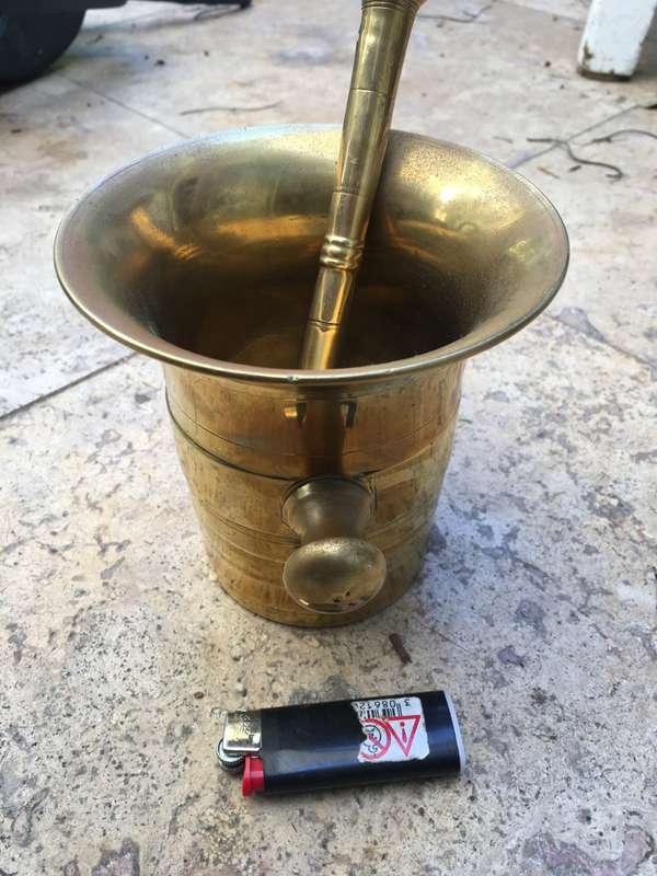vintage heavy brass mortar and pestle no 8