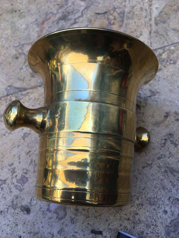 vintage heavy brass mortar and pestle no 8