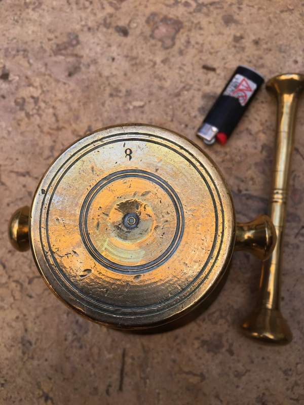 vintage heavy brass mortar and pestle no 8