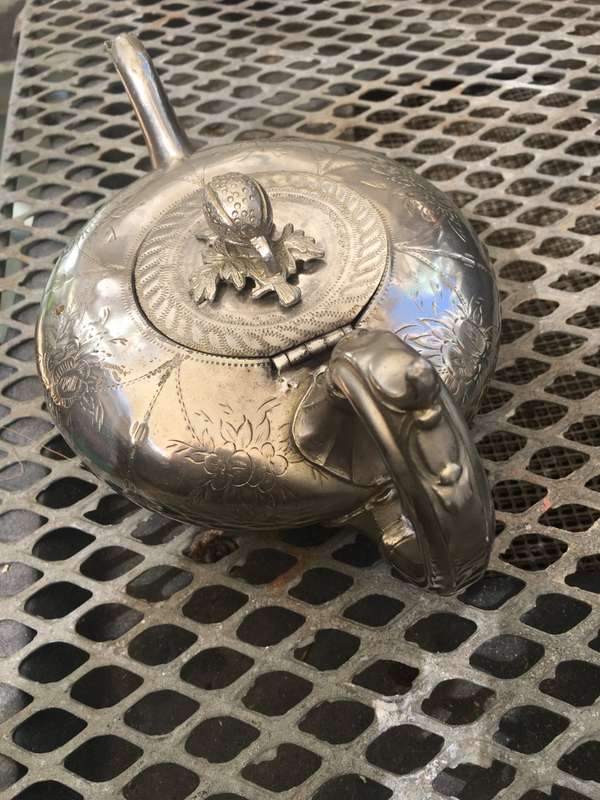 vintage victorian ornate rare silver Alladin genie teapot