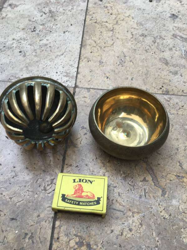 vintage brass elephant claw bell with stand , large size