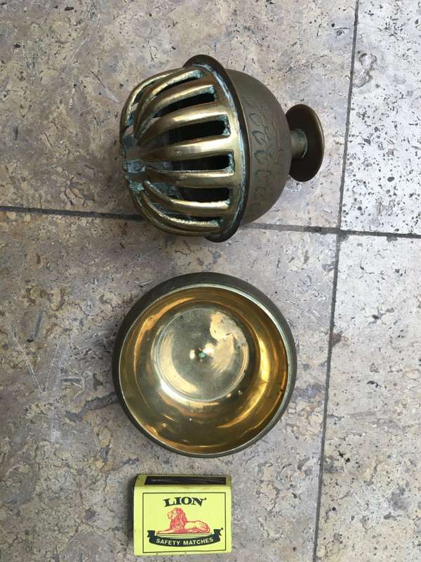 vintage brass elephant claw bell with stand , large size