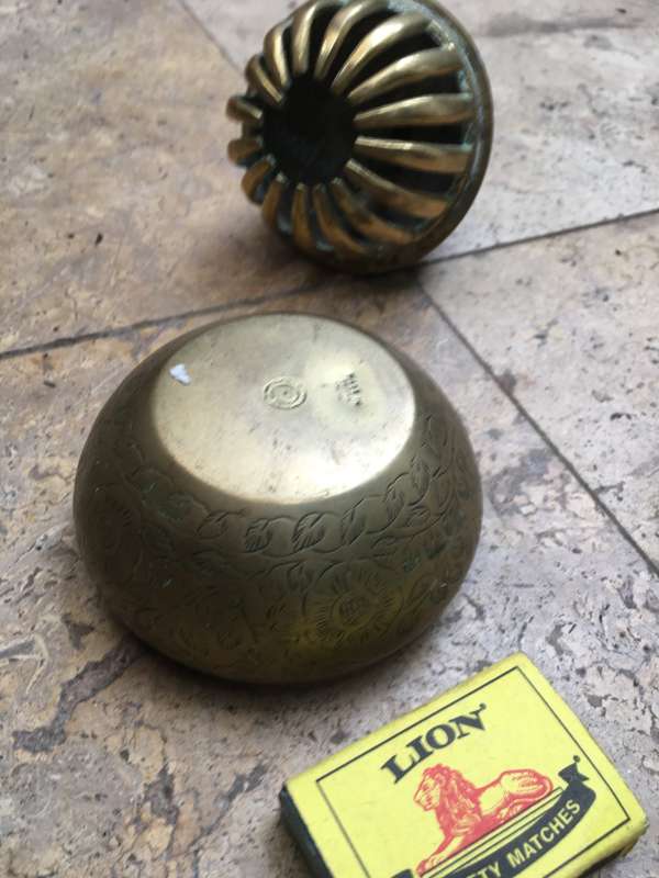 vintage brass elephant claw bell with stand , large size