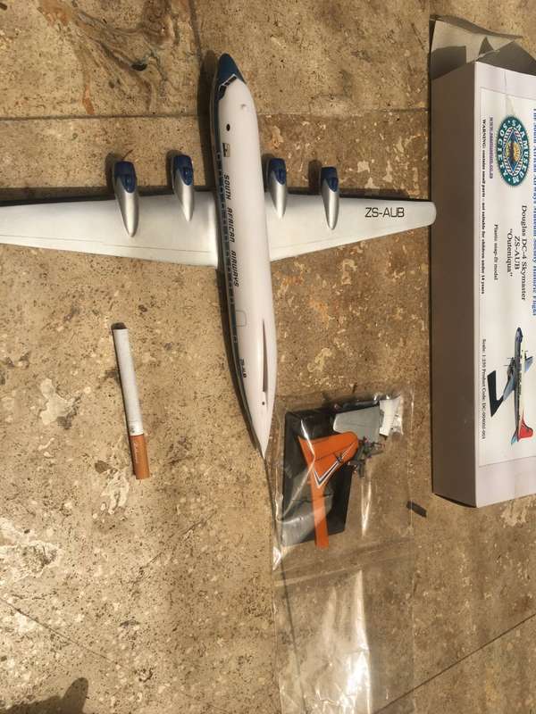 SAA museum Douglas DC -4 Skymaster ZS - AUB "Outeniqua" pvc model plane, airplane with stand
